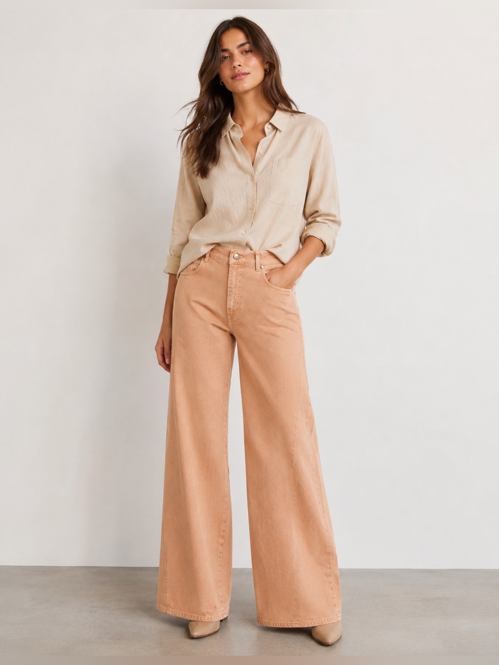 ZARA WOMEN COLLECTION HIGH WAIST WIDE LEG JEANS SIZE 8
